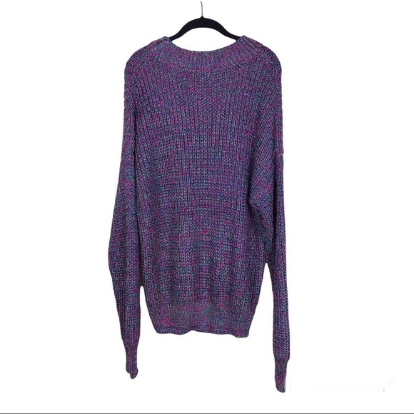 Umgee Multicolor Lurex Crewneck Long Sleeve Chunky Pullover Sweater M - Picture 3 of 6